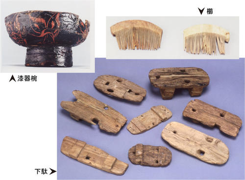 出土した木製品の写真