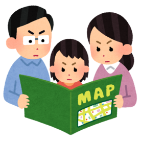 地図を確認する家族