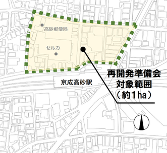 京成高砂駅北口地区市街地再開発準備会対象範囲